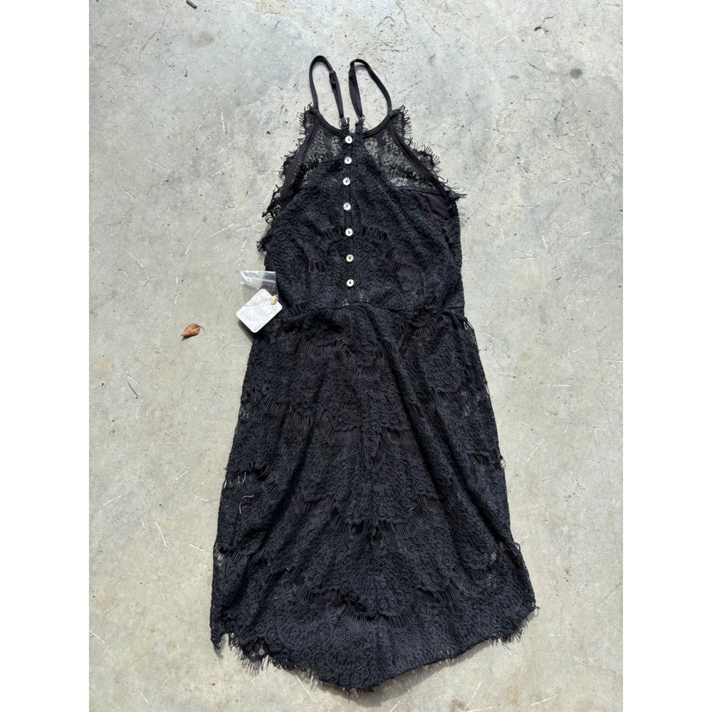 Intimately Free People Black Lace Halter Mini Dress XS NWT Boho Racerback Button - Picture 5 of 6